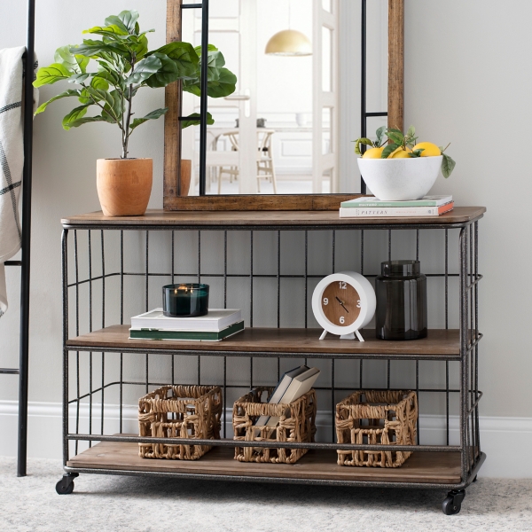 console table with shelves