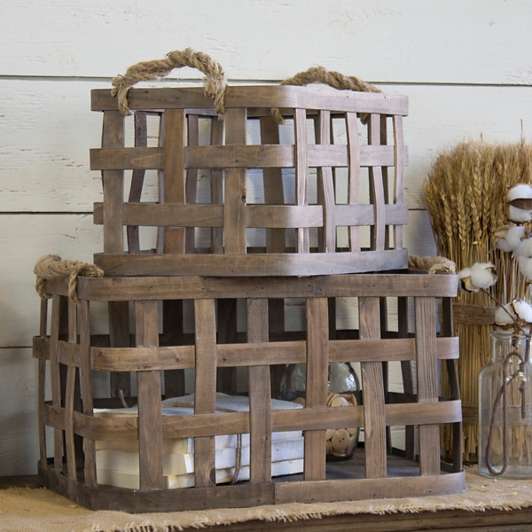 Tobacco Baskets with Rope Handles, Set of 2 Kirklands Home