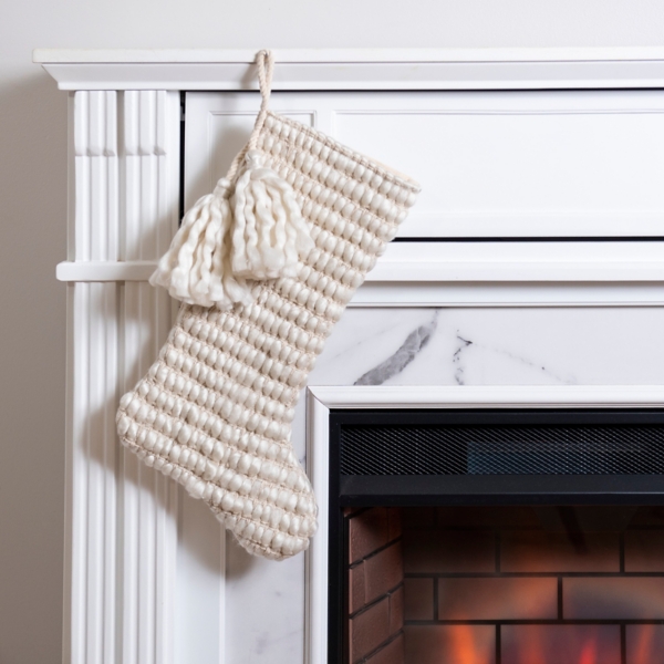 Ivory Chunky Cable Knit Christmas Stocking