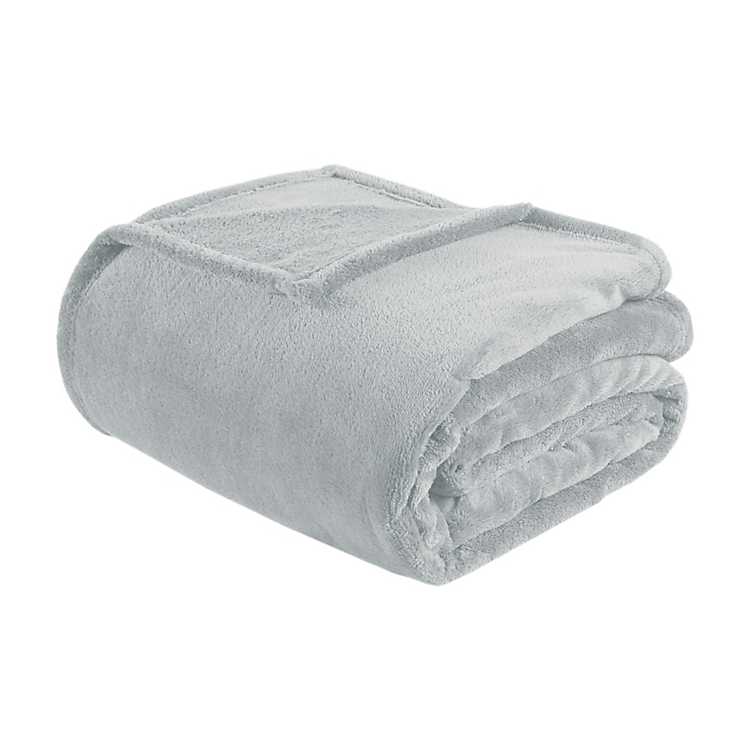 Gray Full/Queen Oversize Plush Blanket