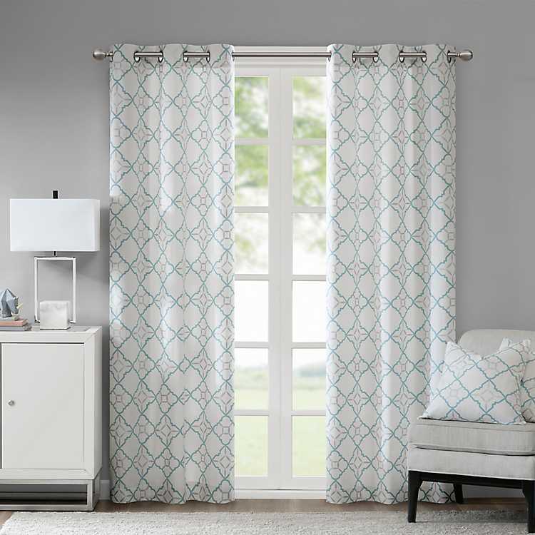 Blue Jax Cotton Curtain Panel Set 63, White Cotton Curtains 63