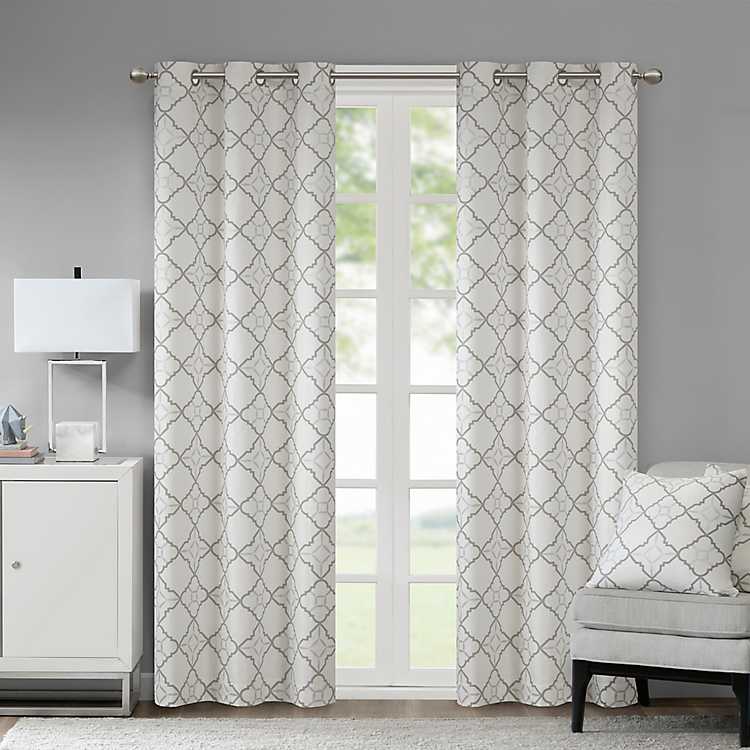 Gray Jax Cotton Curtain Panel Set 84, White Cotton Curtains 84