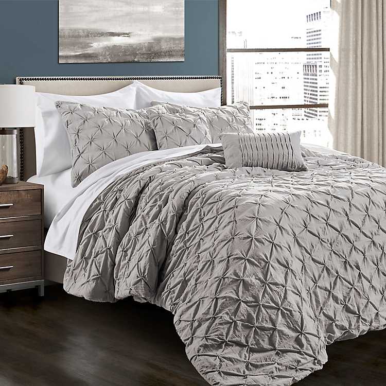 Light Gray Ravello 5 Pc King Comforter, Light Grey King Size Bedding Set