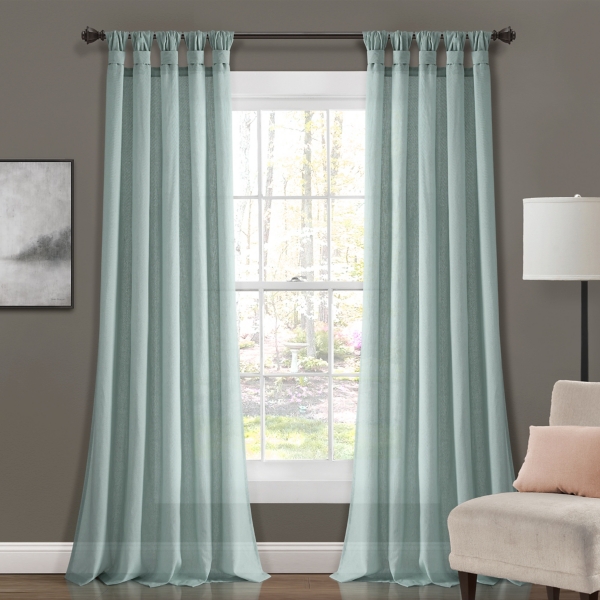 Blue Top Knotted Burlap Curtain Panel Set, 95 in. Kirklands Home