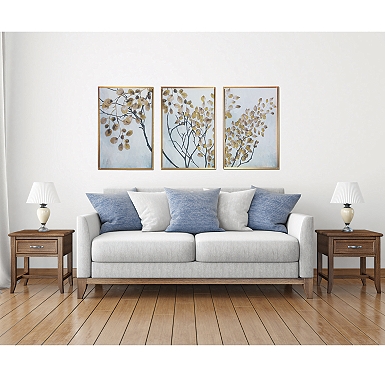 Floral Canvas Art Prints, Set of 3, Blue/Gray, Large | Kirkland's Home