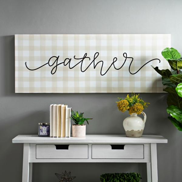 Tan Checkered Gather Canvas Art Print Kirklands