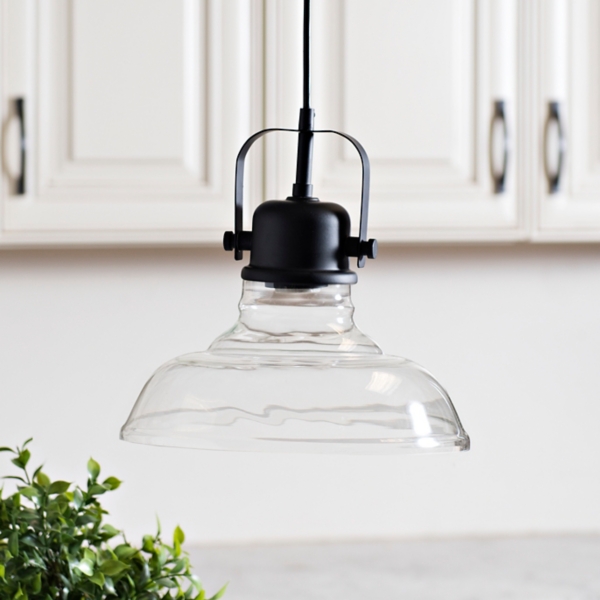 Glass farmhouse pendant deals light