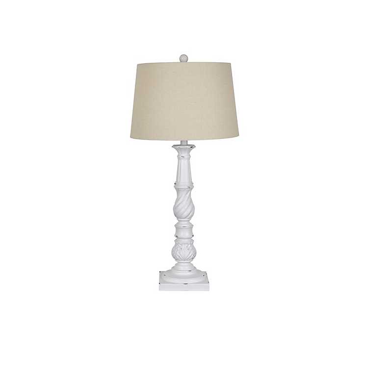 Distressed White Carved Table Lamp, Kirklands White Distressed Table Lamp