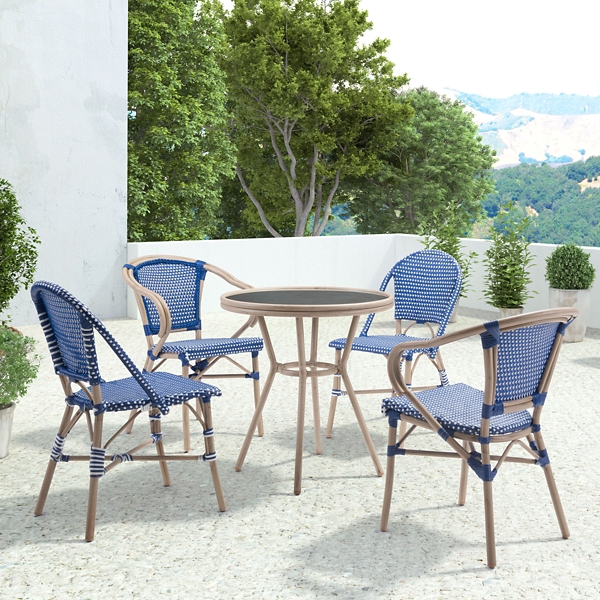 Blue and white outdoor dining set new arrivals