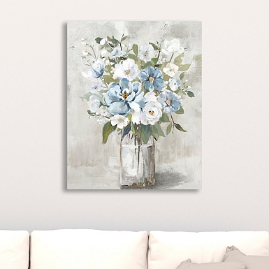 Floral Canvas Art Prints, Set of 3, Blue/Gray, Large | Kirkland's Home