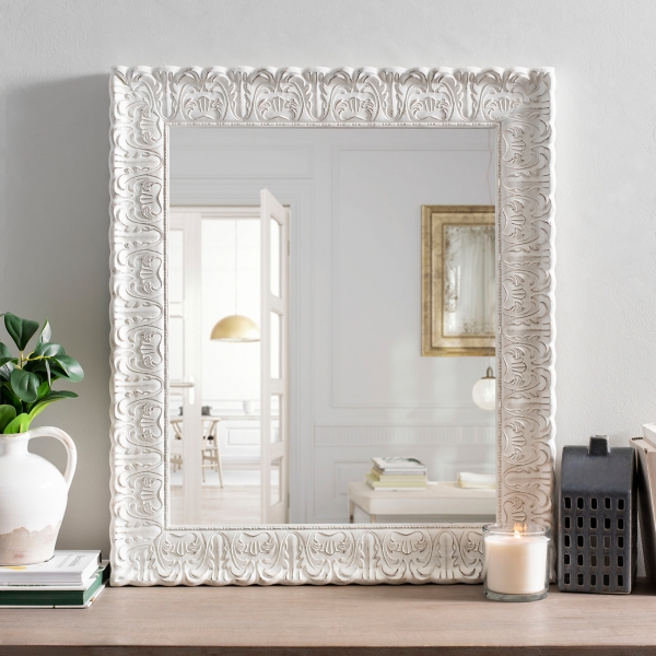 white distressed mirror