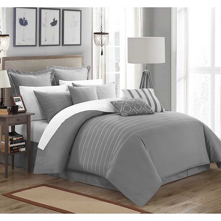 Gray Karlston 9 Pc King Comforter Set, Grey King Bed Comforter Sets