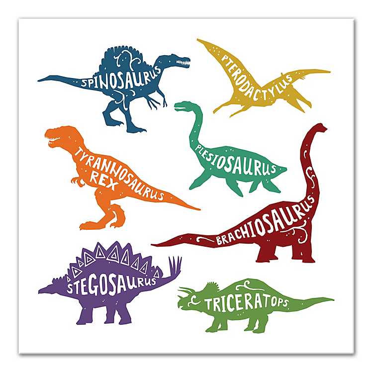 Colorful Dinosaur Names Kids Canvas Art Print Kirklands