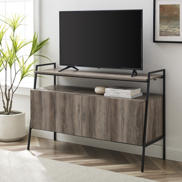 Gray Wash Urban Industrial Wood TV Stand Kirklands Home   212404