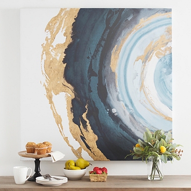 Blue & Gold Loops Abstract Canvas Art Print