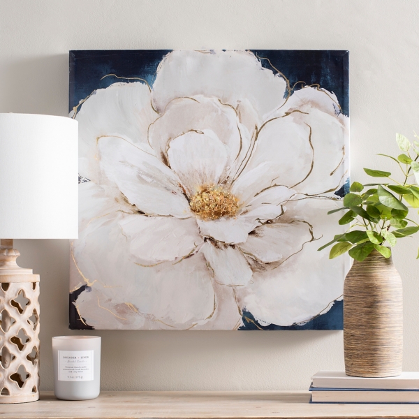 White And Indigo Flower Canvas Art Print Kirklands