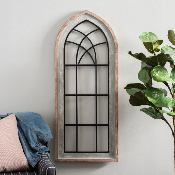 Distressed Blue Wood and Metal Plaque