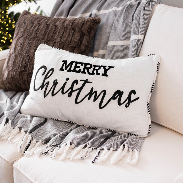 Black and 2025 white christmas pillows