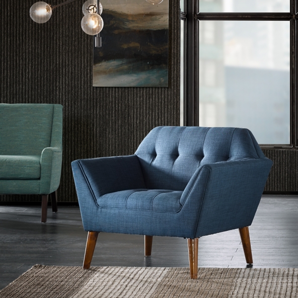 Blue Newman Mid-Century Accent Chair