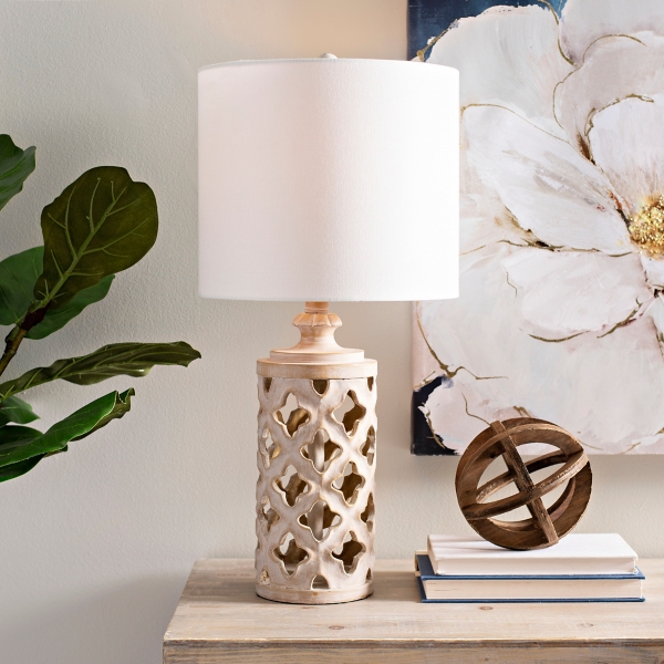 rustic distressed cream table lamp