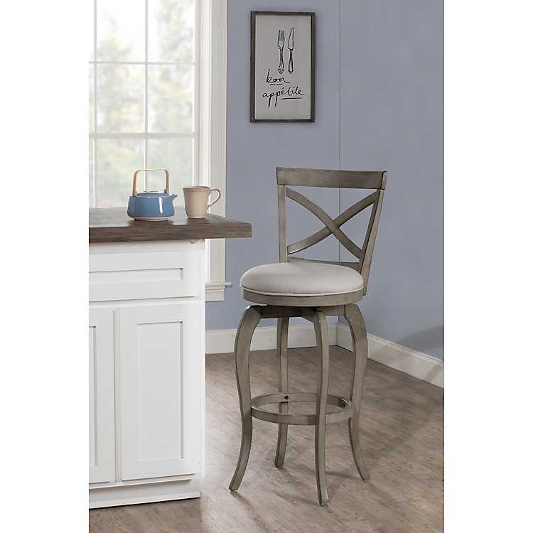 Aged Gray X Back Counter Swivel Stool, How To Add A Back Stool