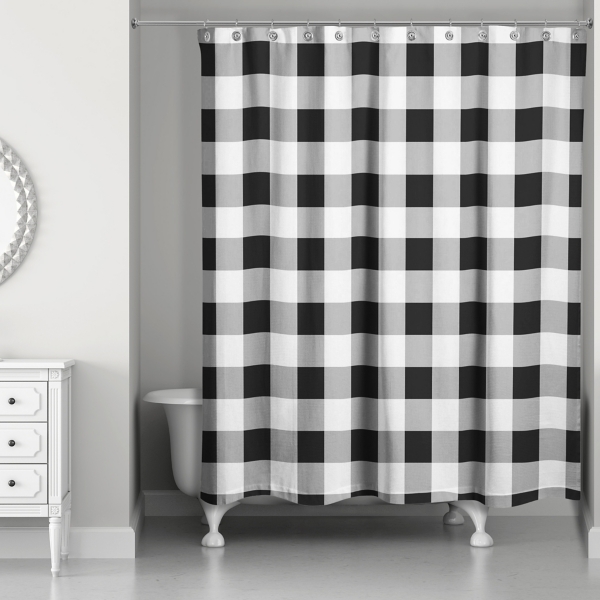 White Shower Curtain Clearance, Farmhouse Navy And White Shower Curtain