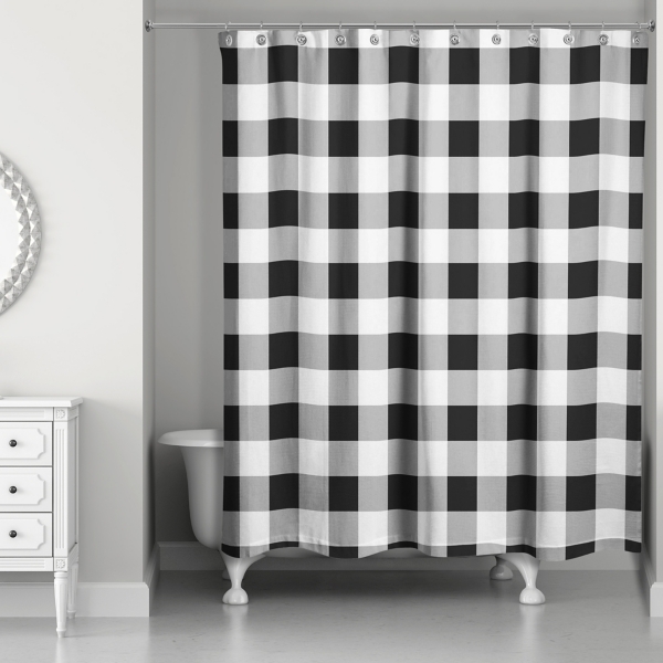 black white shower curtain