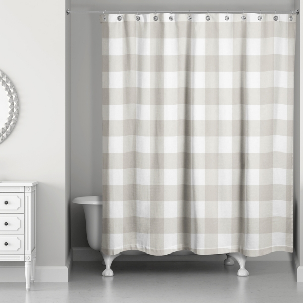 Tan Buffalo Check Shower Curtain 