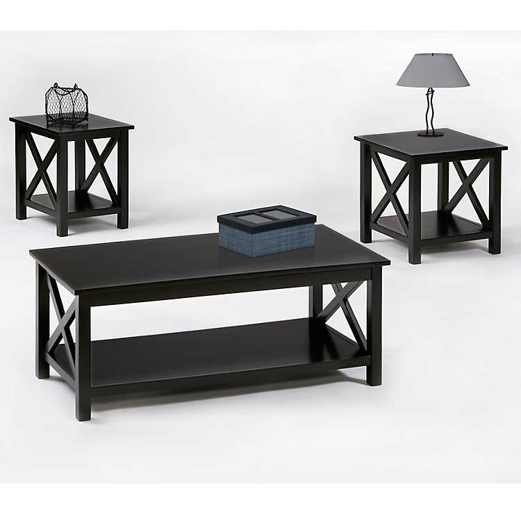 Black Selah 3 Pc Coffee Accent Table, Kirklands Black Coffee Table
