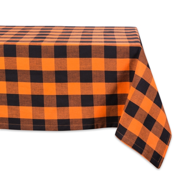 Orange and Black Buffalo Check Tablecloth