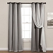 Gray Curtain Panel Set with Overlay, 95 in.