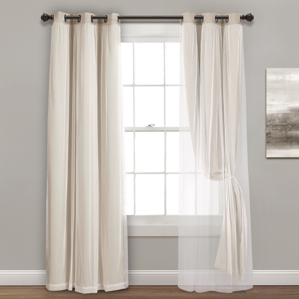 Wheat Curtain Panel Set with Overlay, 108 in.