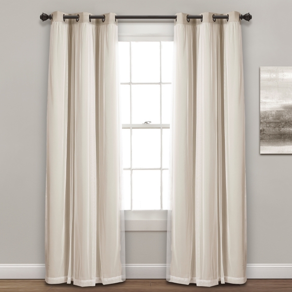 Wheat Curtain Panel Set with Overlay, 120 in.