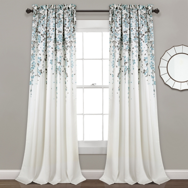 Blue Weeping Flower Curtain Panel Set, 95 in. Kirklands Home