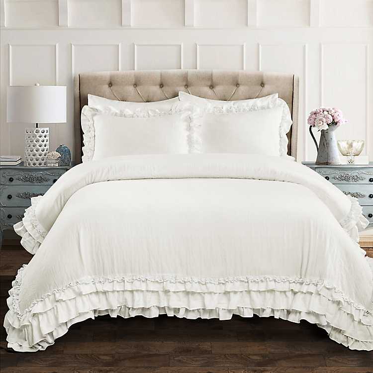 white comforter set queen size