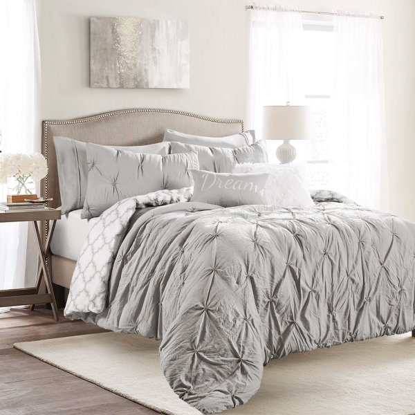 Light Gray Ravello Tuck 5 Pc King Comforter Set Kirklands