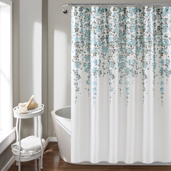 Blue and Gray Weeping Flower Shower Curtain | Kirklands
