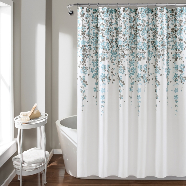 Blue and Gray Weeping Flower Shower Curtain | Kirklands Home