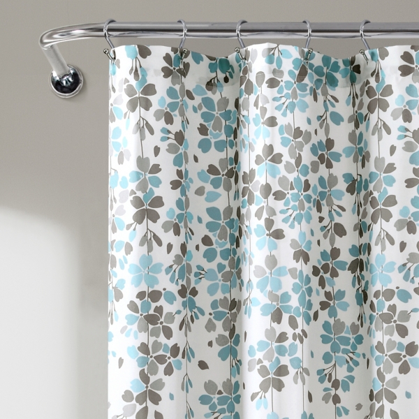 Blue and Gray Weeping Flower Shower Curtain