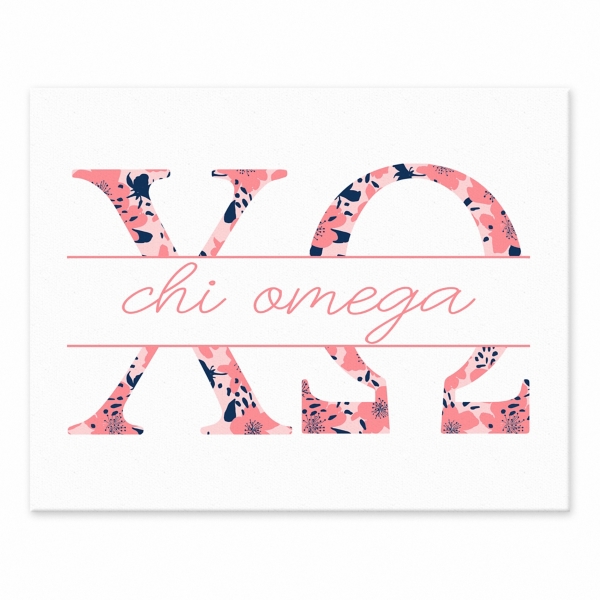 Chi Omega Floral Easel Back Canvas Art