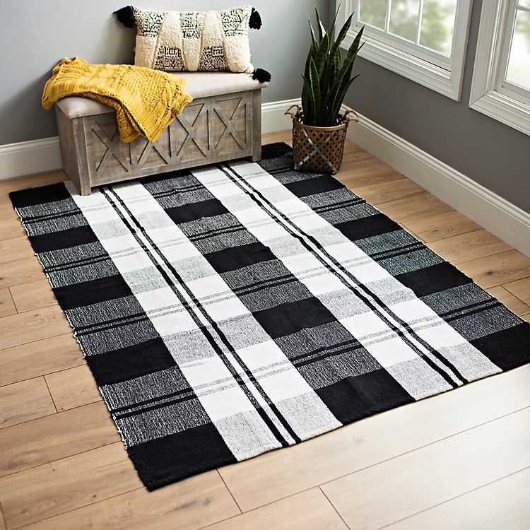 Black And White Buffalo Check Area Rug, Area Rugs Black And White