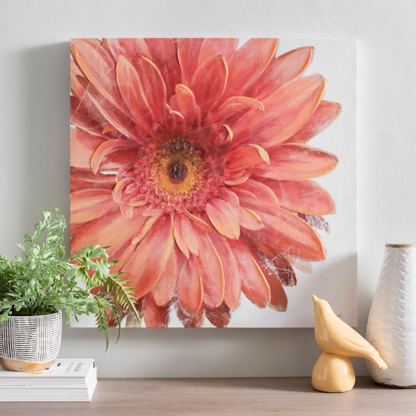 Coral Gerbera Daisy Canvas Art Print Kirklands