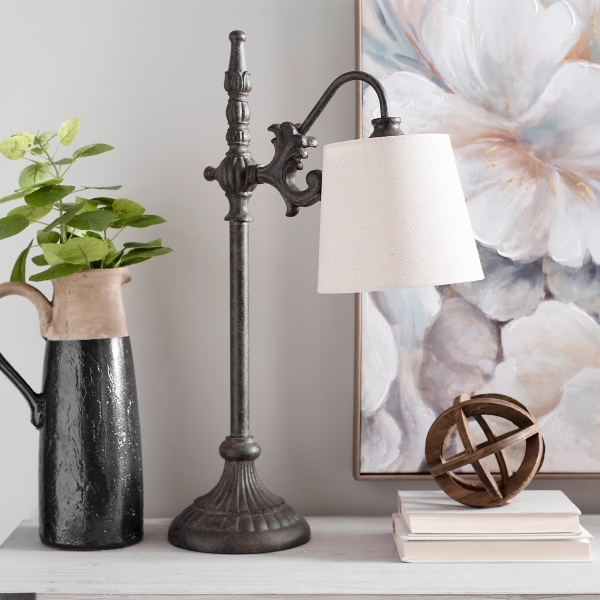 black iron table lamp