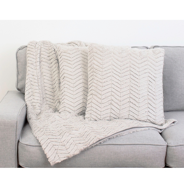 Gray Chevron 3-pc. Pillows and Throw Set
