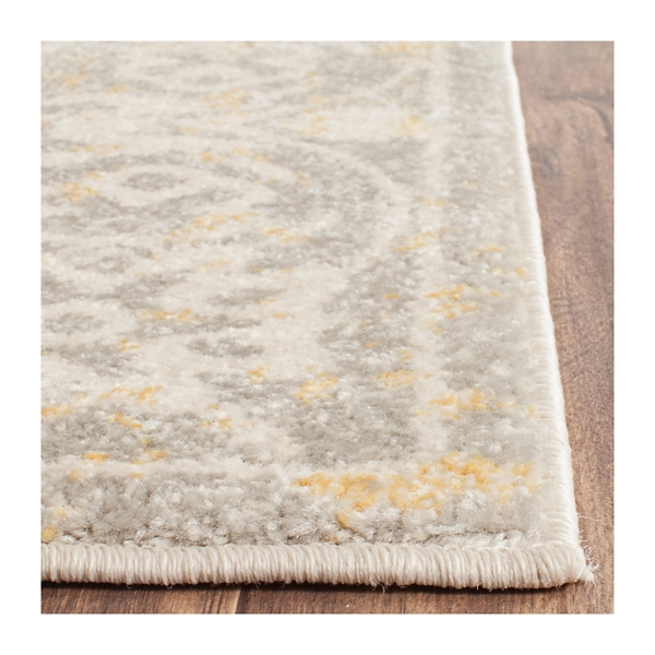 Gray and Ivory Everley Damask Rug, 5x7