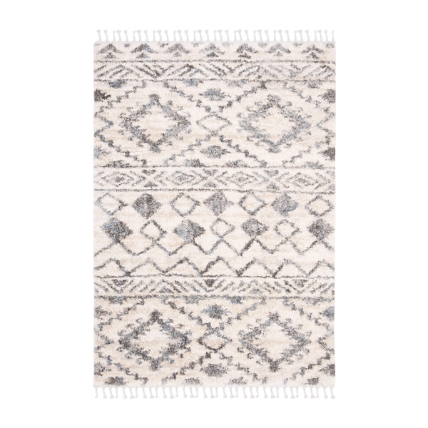 Cream And Navy Moroccan Fringe Shag Rug 8x10 Kirklands