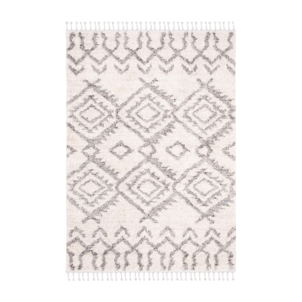 Cream And Gray Bergen Tribal Fringe Shag Rug 8x10 Kirklands