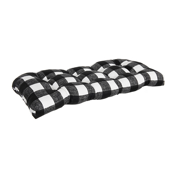 black and white buffalo check bench cushion