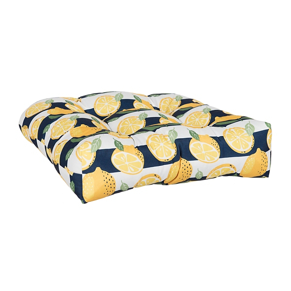 Navy Striped Lemon Outdoor Chair Cushion