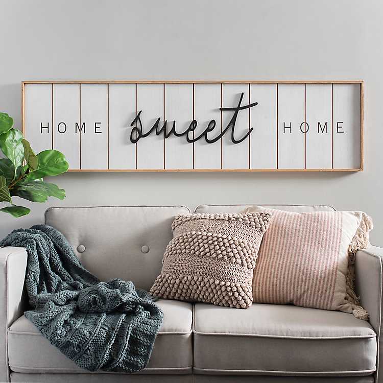 Home Sweet Framed Wooden Plaque Kirklands - Home Sweet Wall Decor Ideas For Living Room